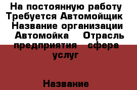  На постоянную работу Требуется Автомойщик  › Название организации ­ “Автомойка“ › Отрасль предприятия ­ сфера услуг › Название вакансии ­ автомойщик › Место работы ­ Ломоносова - Краснодарский край, Курганинский р-н Работа » Вакансии   